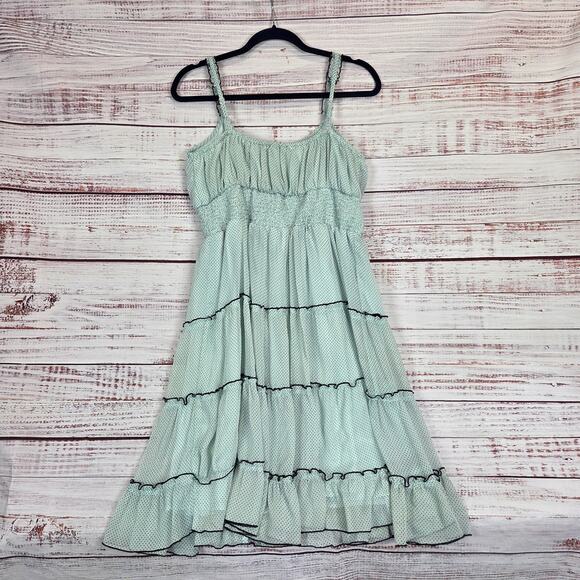 Antheaa Chiffon Babydoll Sundress XL Mint Green Ruffle Smocked Tier Summer Dress - Picture 9 of 16